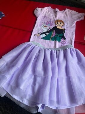 Girls' Lavender Character Tulle Dress - Frozen Inspired